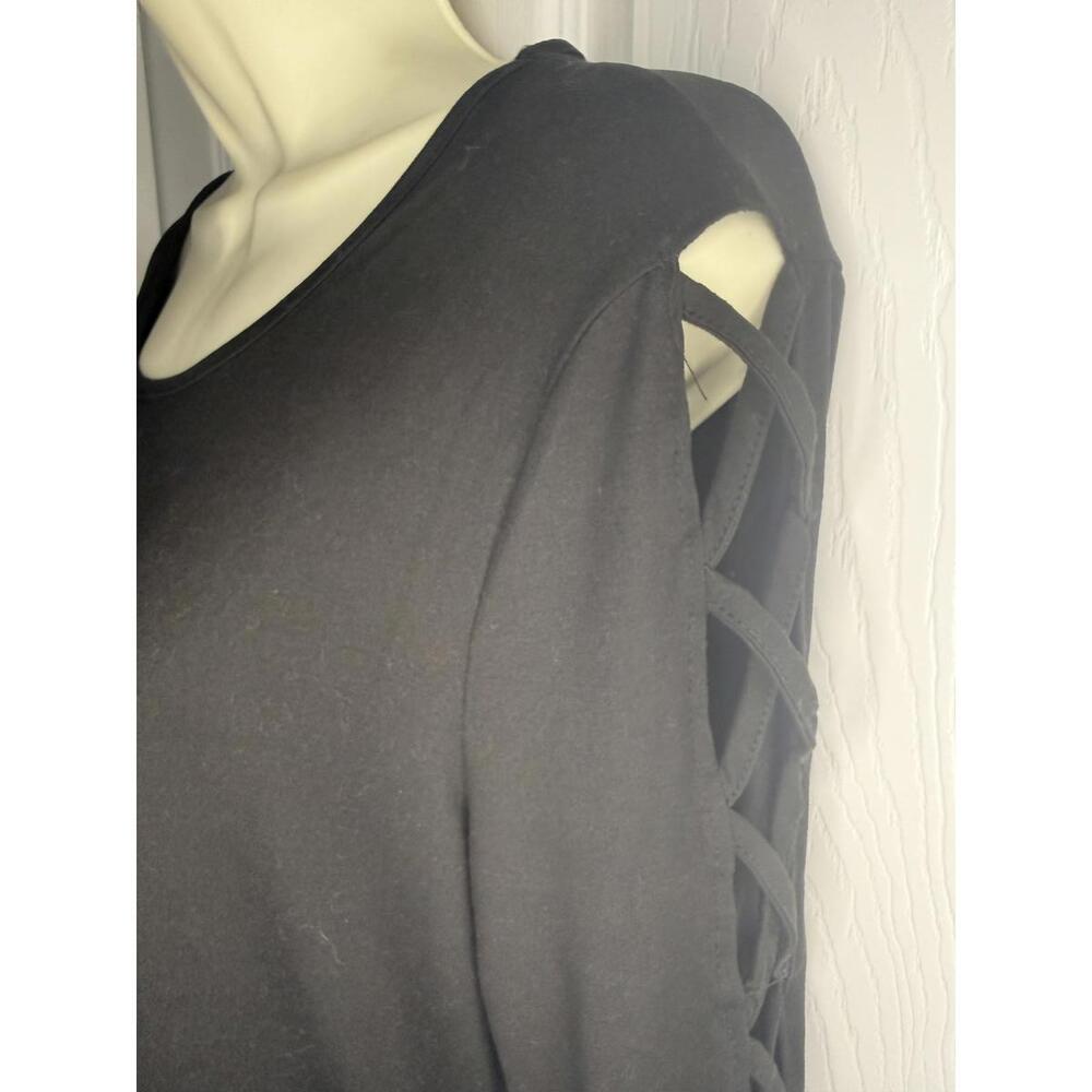 Wishful Park Black Cutout Lace-Up Sleeve Dress Long Sleeve Tunic Size M